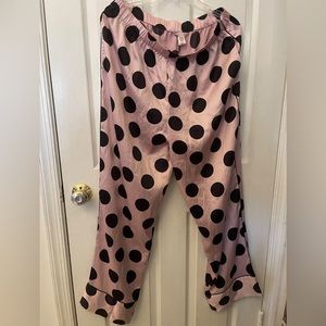 Victorias Secret Pink Polka Dot Silk Like Lounge Sleep Pants Size Large